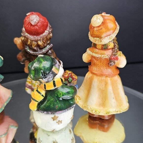 Gorgeous Candle Girls And Santa Christmas Decorations Unlit Wax Glitter Gift - Picture 10 of 10